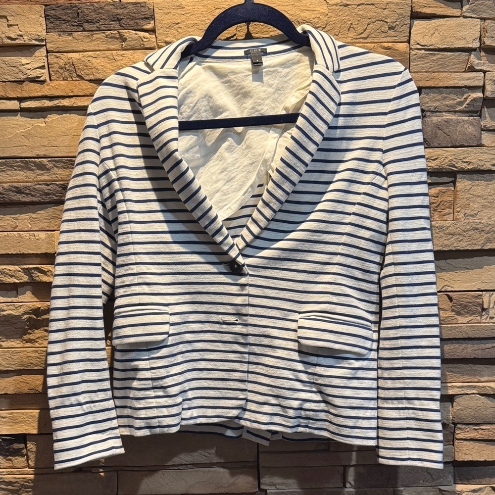 J.Crew Striped Blazer Jacket
Women's Size S Maritime
Pockets White Blue